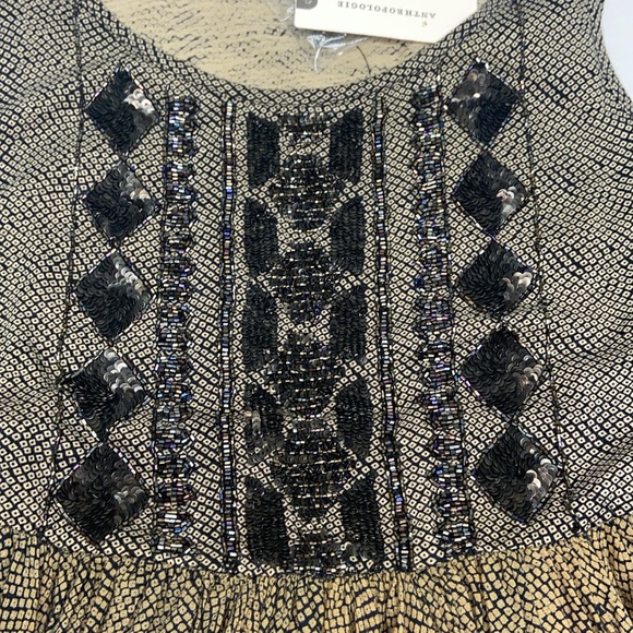 Anthropologie Akemi Kin Anaphora Tank Top Size S Peplum Yellow Beaded Boho - Picture 3 of 9